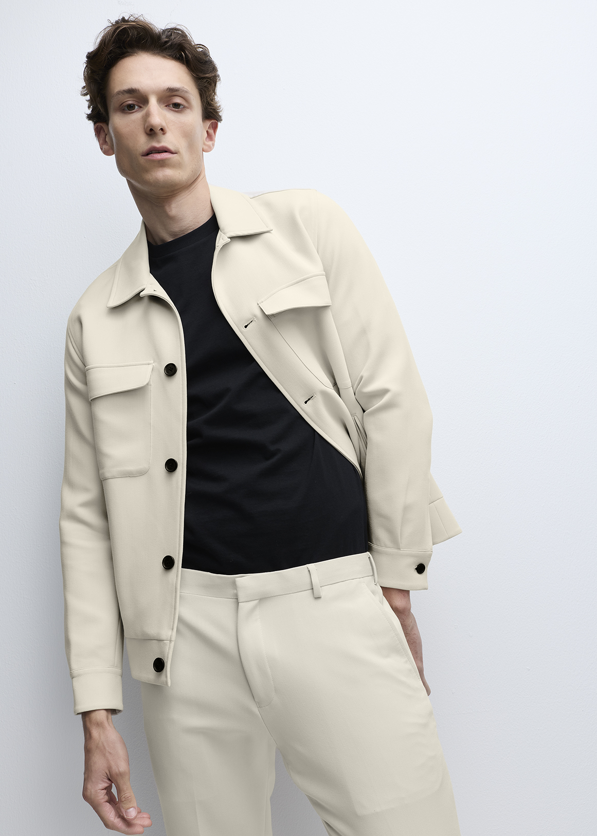 Buttoned Utility Harrington Jacket