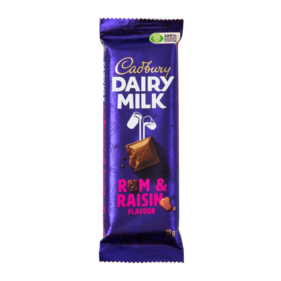 Cadbury Dairy Milk Rum & Raisin Flavoured Chocolate Bar 80 g ...