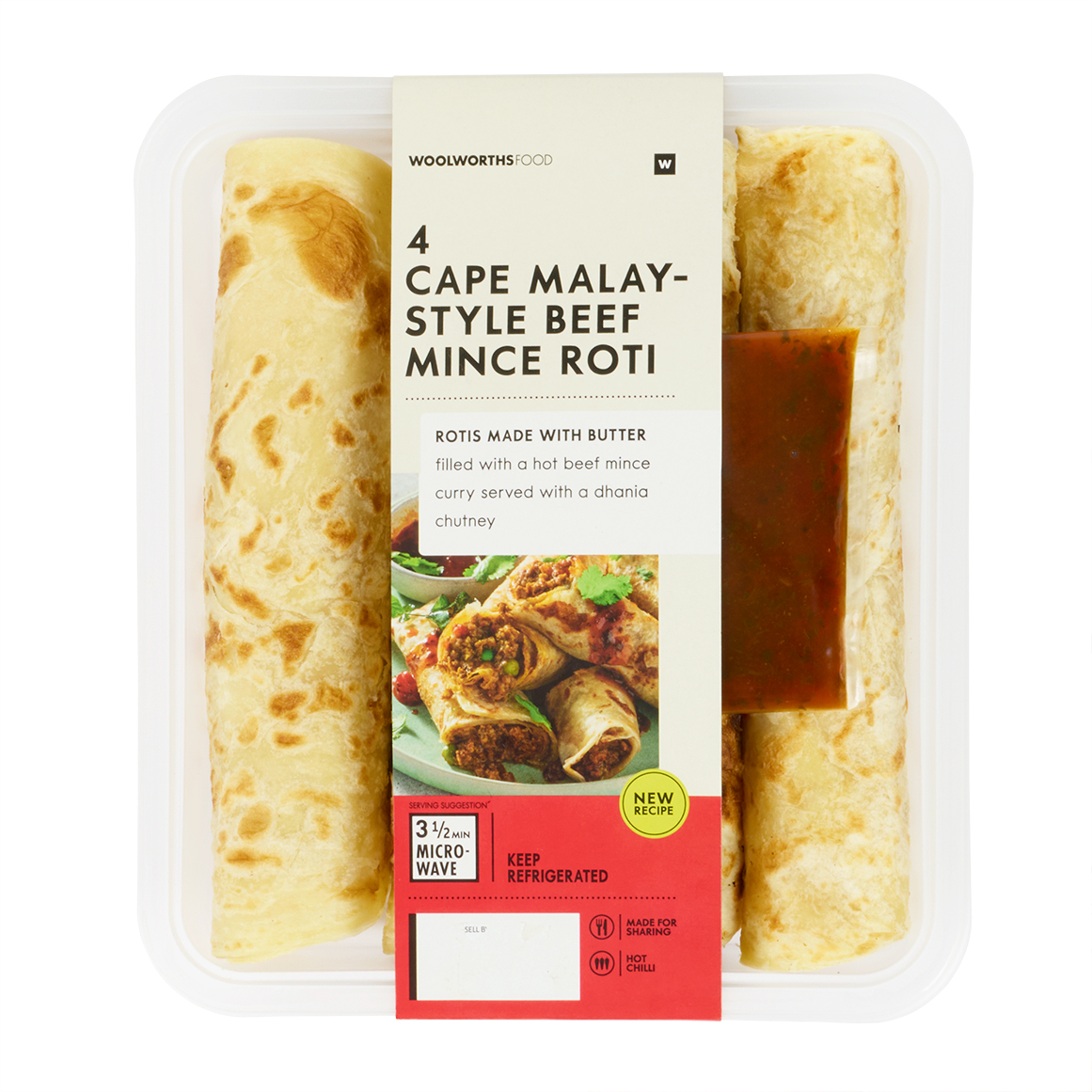 Cape Malay Style Beef Mince Roti 4 pk
