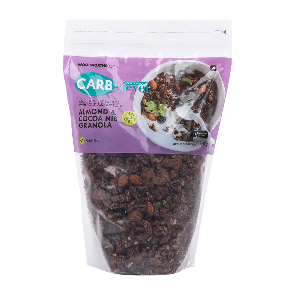 Carb Clever™ Almond and Cocoa Nib Granola 750 g