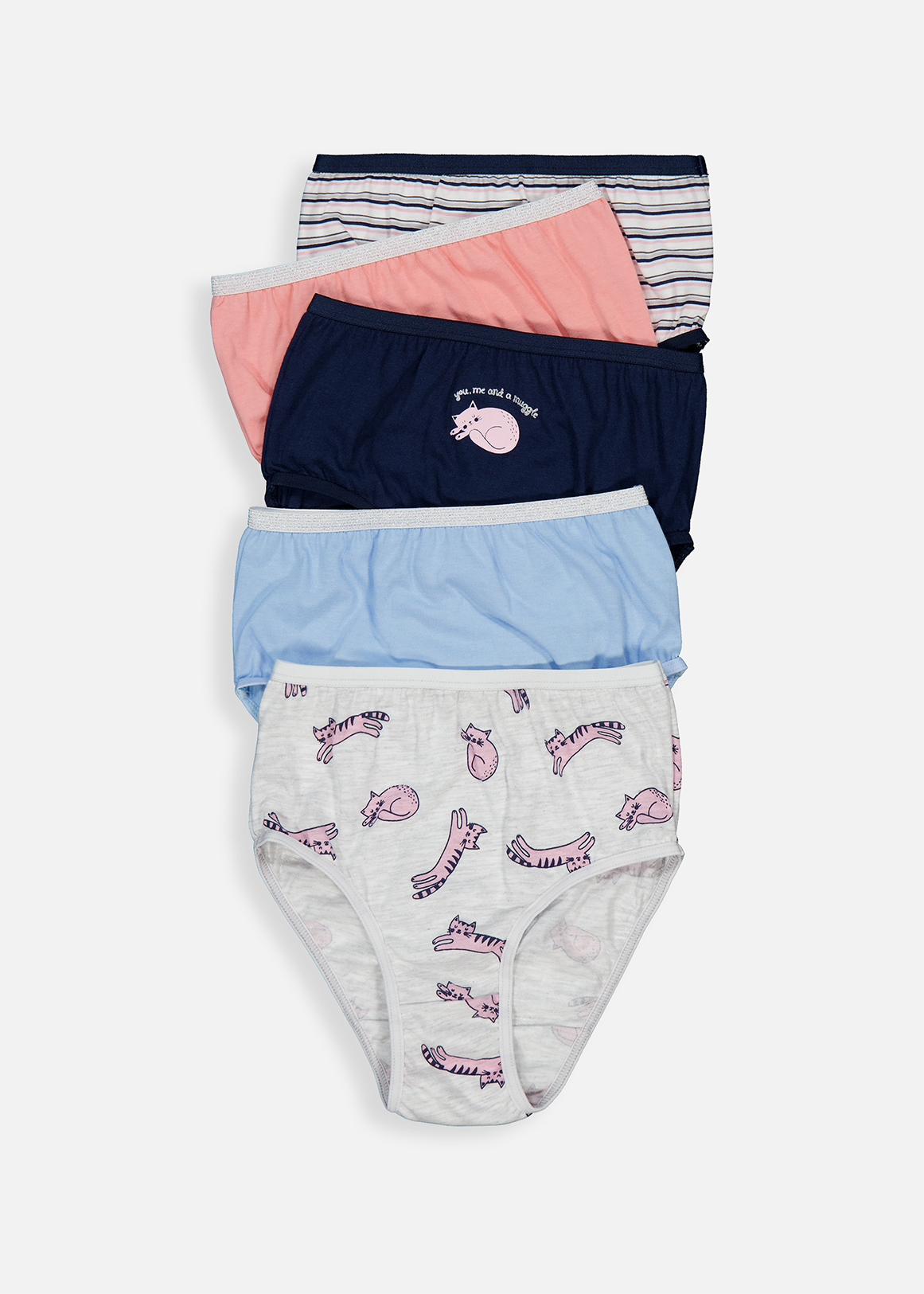 Cat Print Cotton Briefs 5 Pack