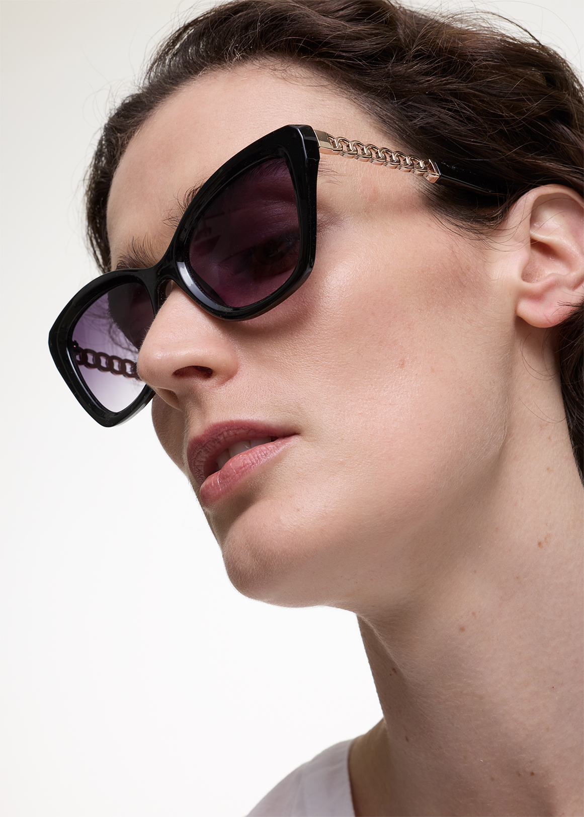 Chain Temple Cat Eye Sunglasses