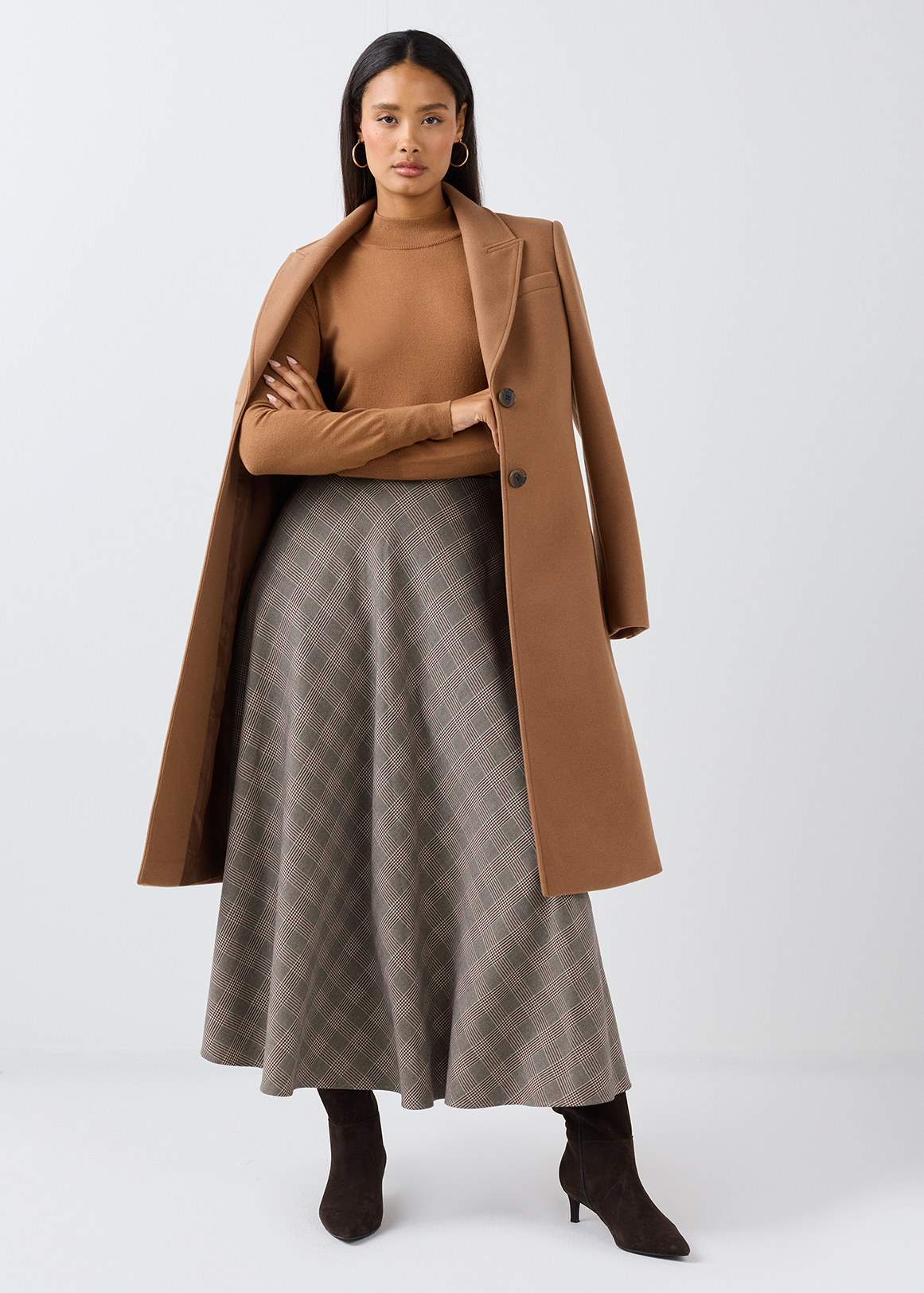 Check A-line Maxi Skirt