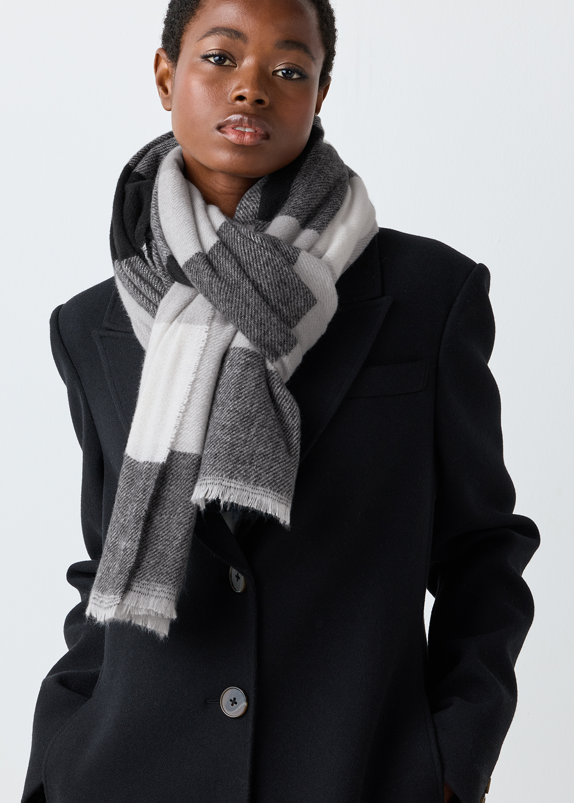 Check Frayed Scarf