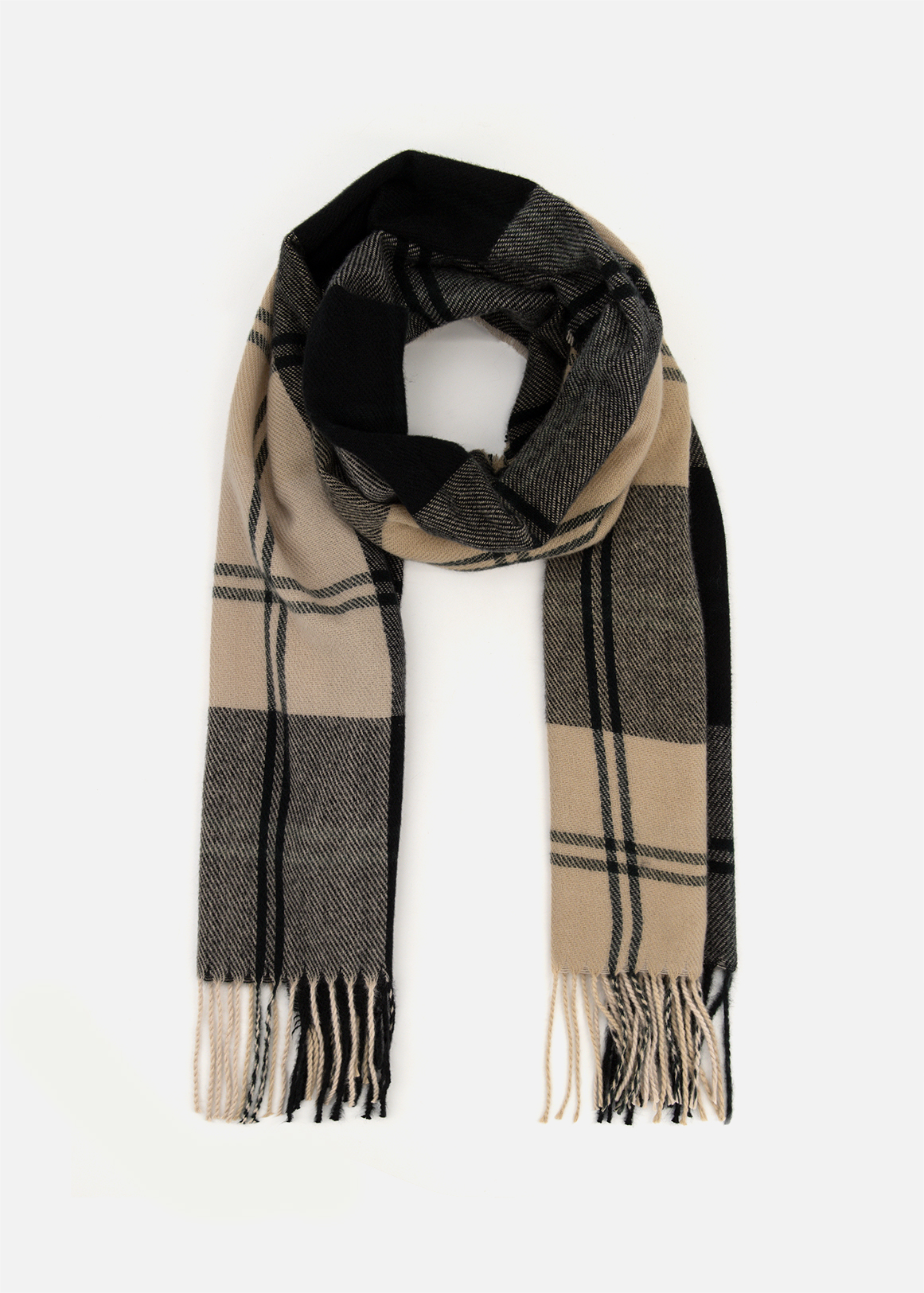 Check Fringed Scarf