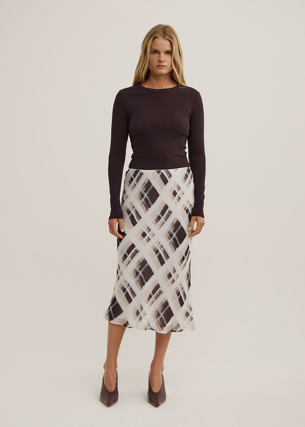 Check Midi Skirt