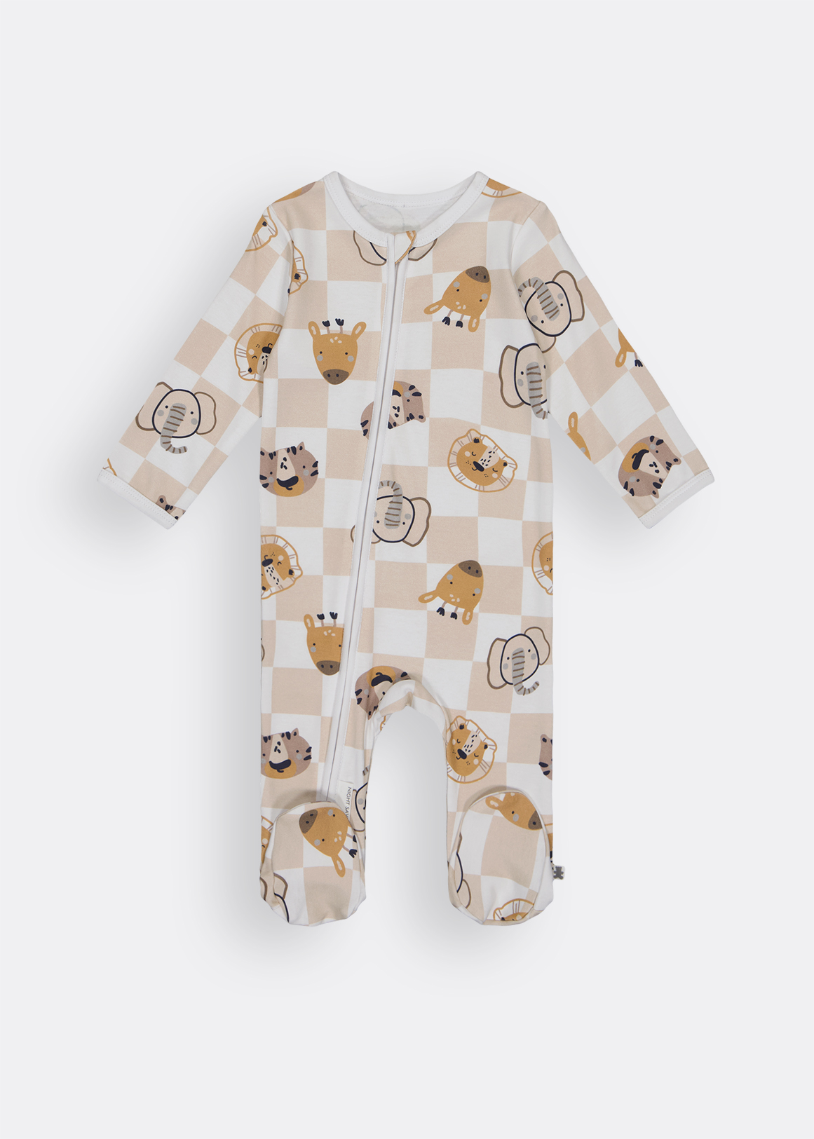 Check Safari Organic Cotton Zip Sleepsuit