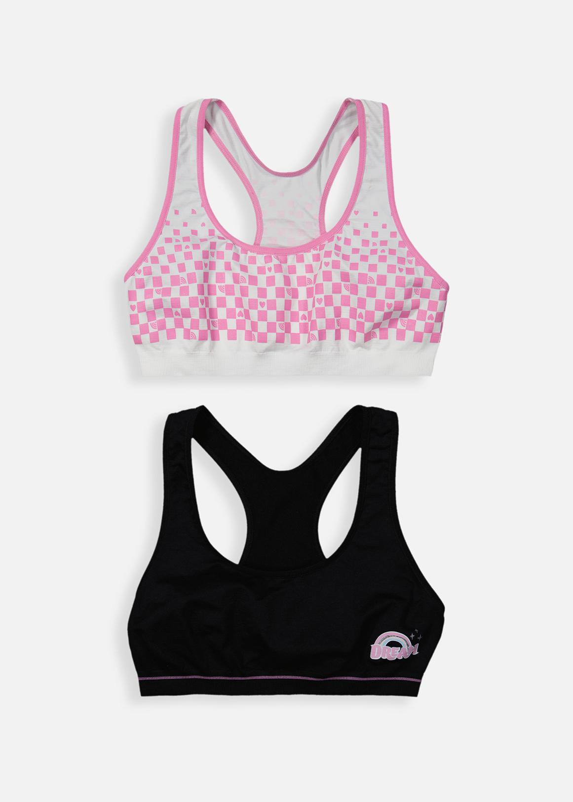 Buy Punkster Kids White & Black Printed Sports Bra (Pack Of 2) for Girls  Clothing Online @ Tata CLiQ