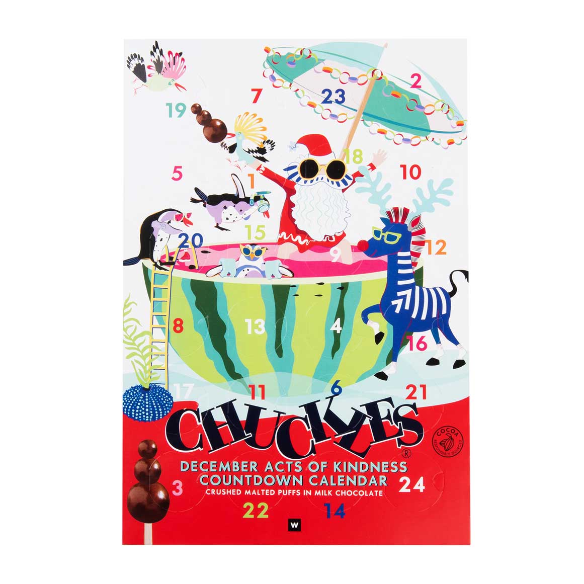 Christmas Countdown Calendar with Chuckles® Malted Puffs Festive Shapes