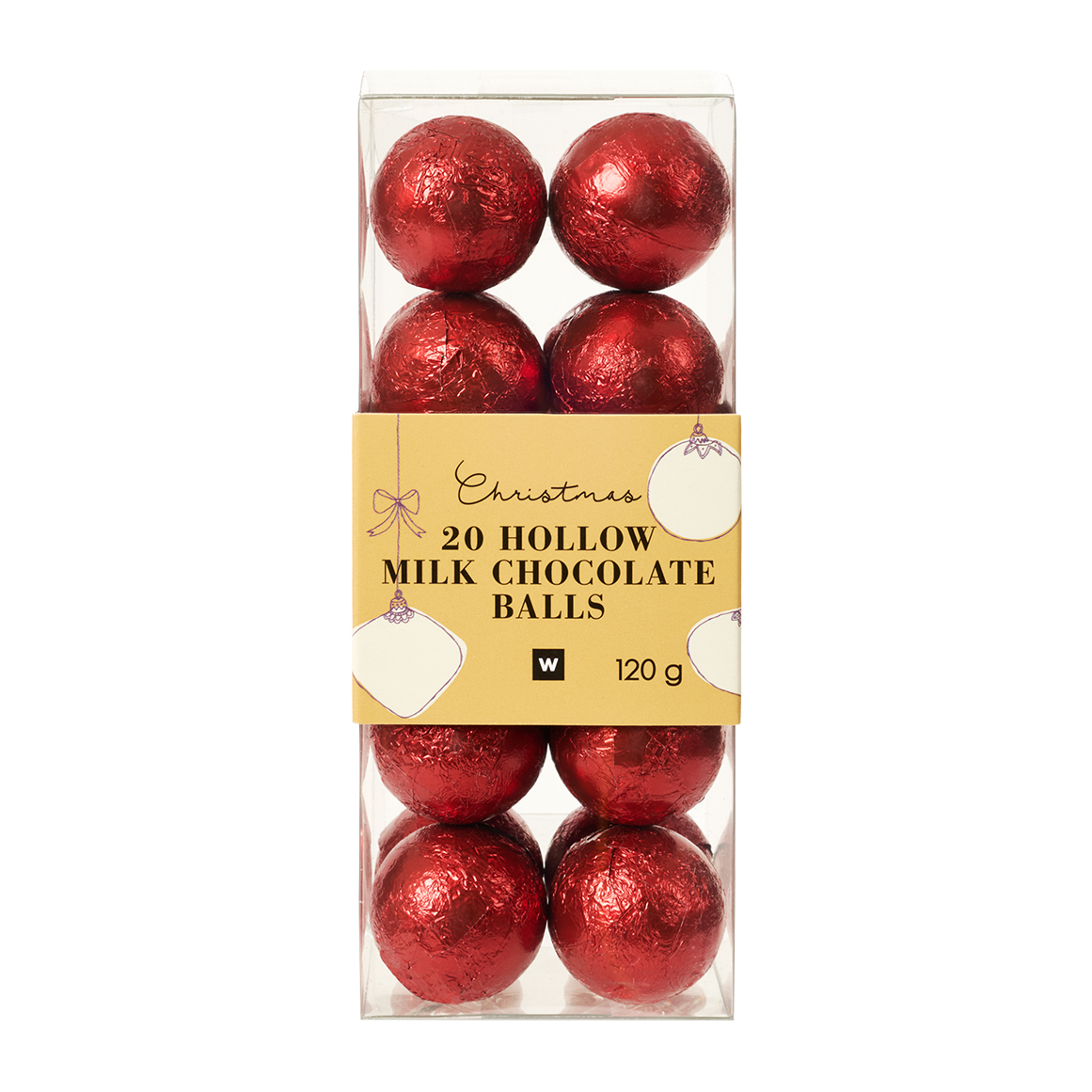 Christmas Red Foil Covered Hollow Milk Chocolate Balls 20 pk