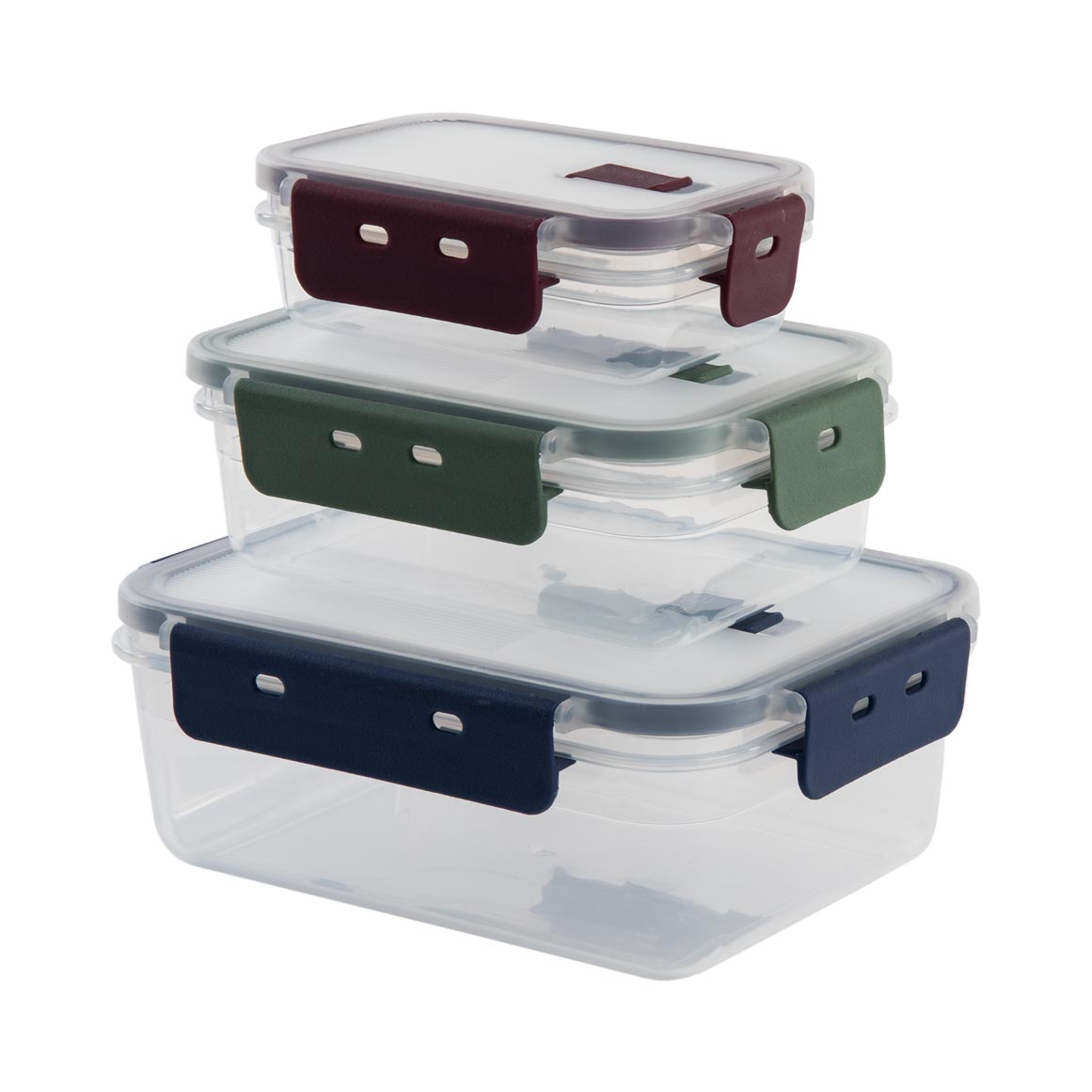 Click and Store Set of Rectangular Nested Plastic Food Containers 3 pk ...