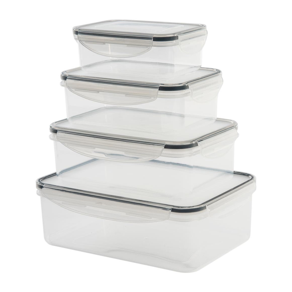 Click and Store Set of Rectangular Nested Plastic Food Containers 4 pk