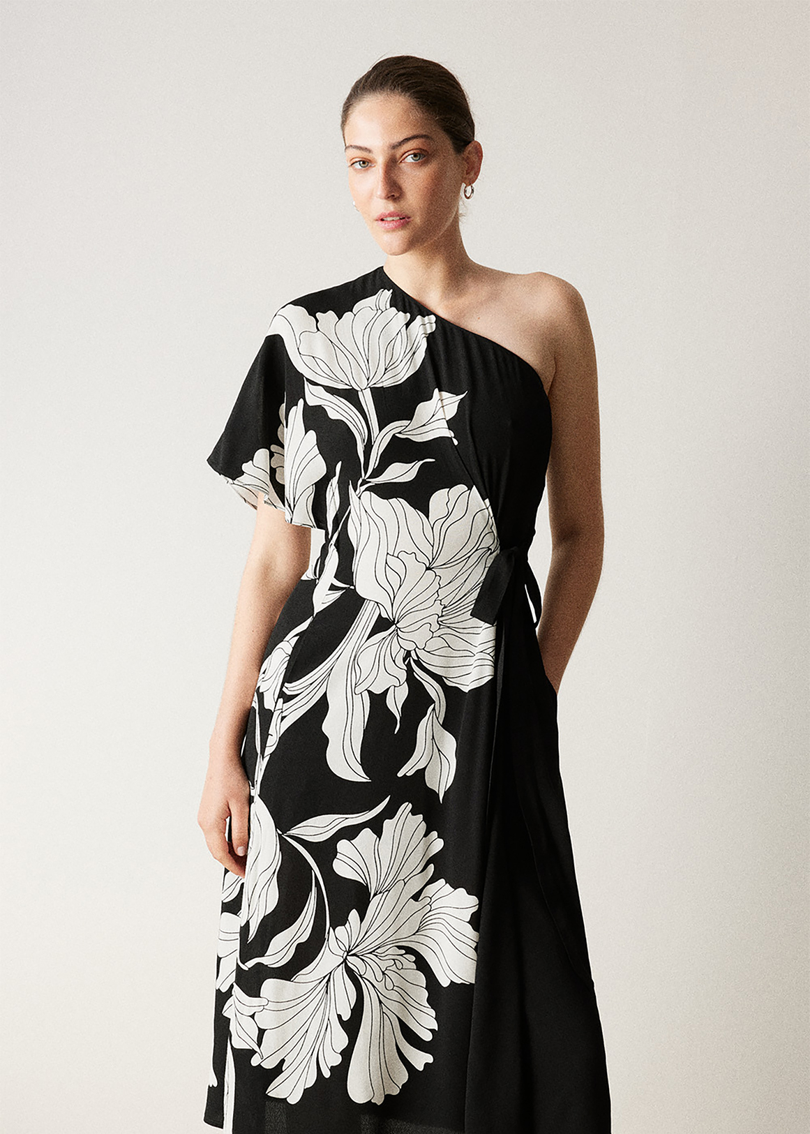 Clipped Floral One Shoulder Dress | Woolworths.co.za