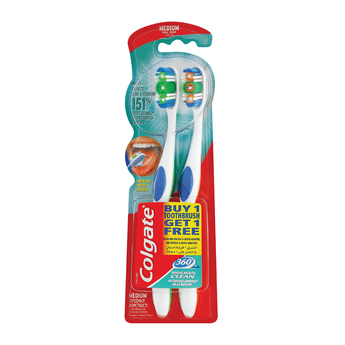 Colgate 360 Whole Mouth Clean Medium Toothbrushes 2 pk | Woolworths.co.za