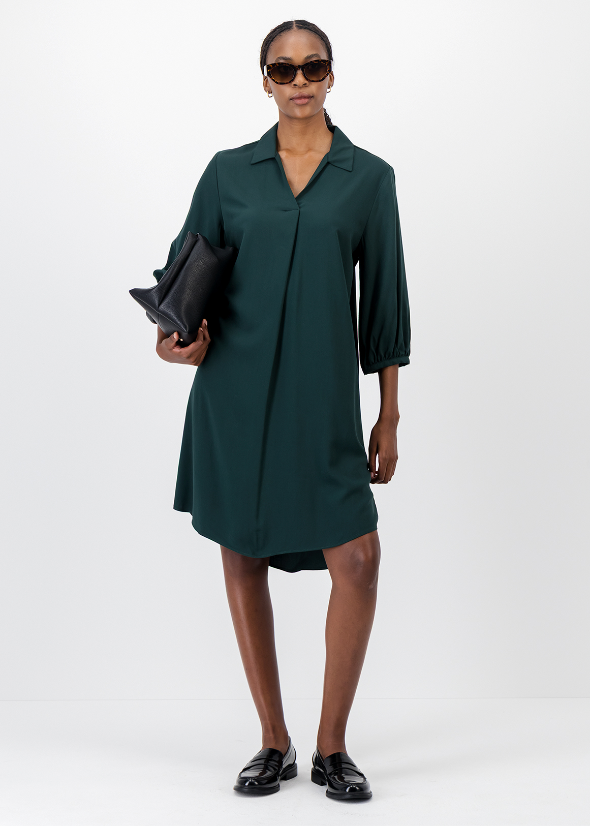 Collared Viscose Tunic Dress