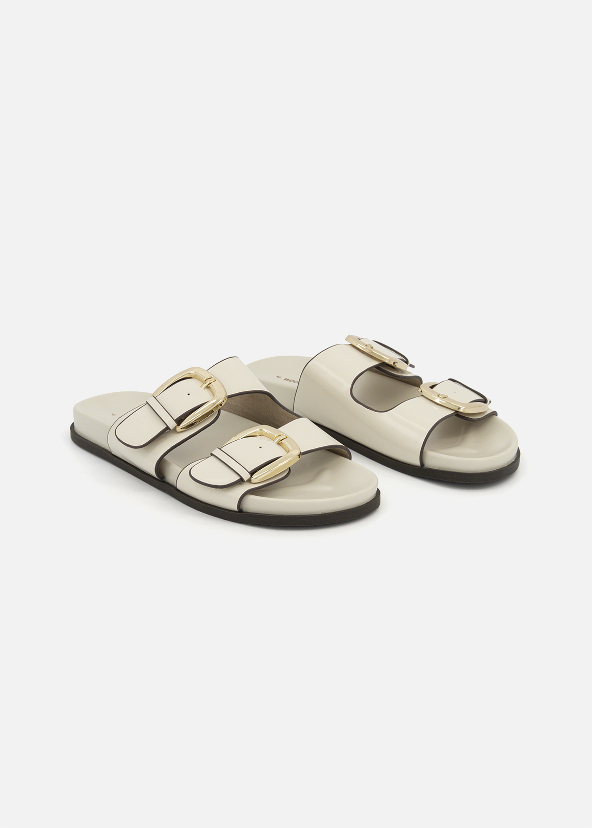 Comfort Metallic Buckle Mules