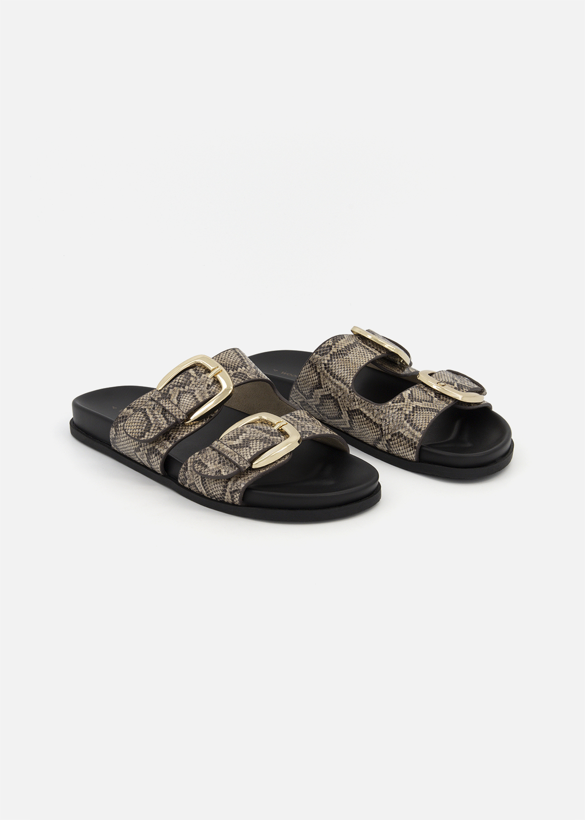 Comfort Metallic Buckle Mules