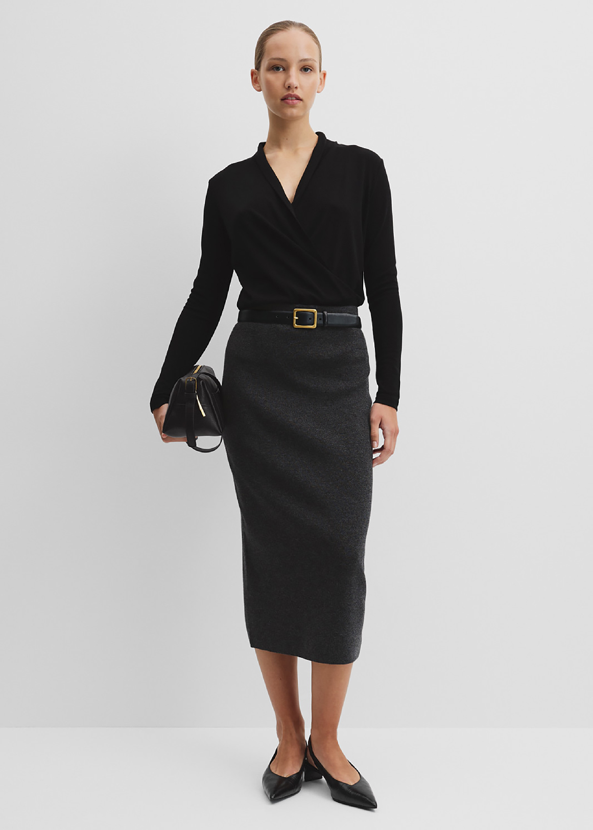 Compact Wool Knit Skirt