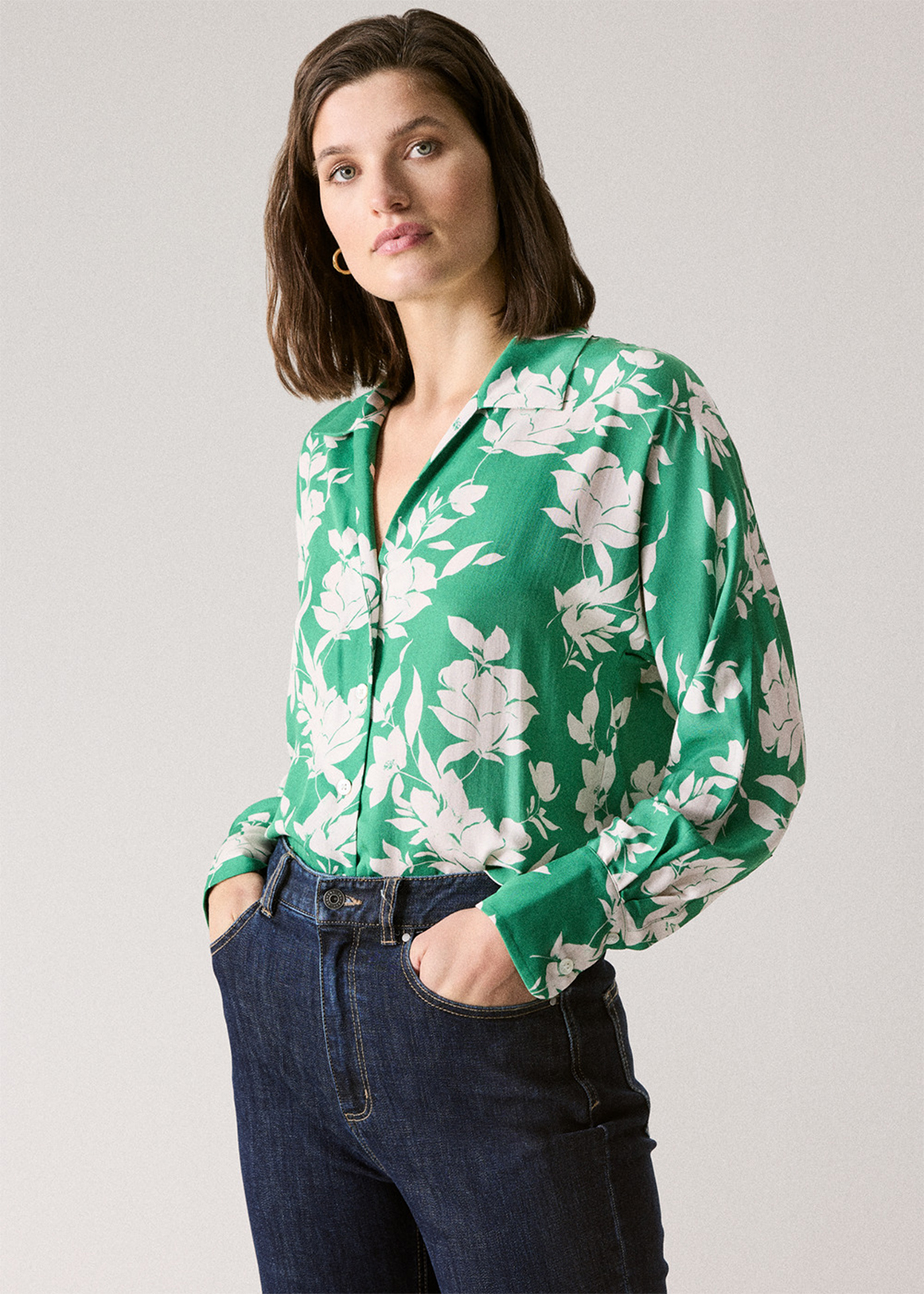Contrast Floral Draped Blouse | Woolworths.co.za