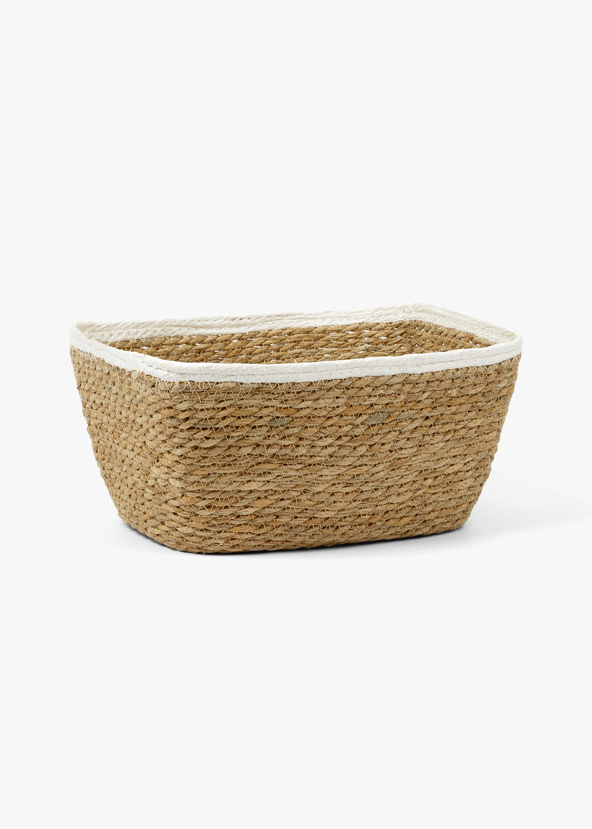 Contrast Weave Rectangular Basket Medium