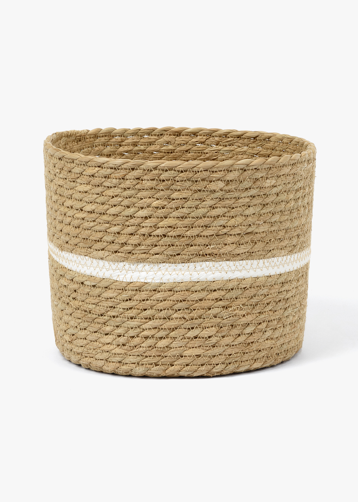 Contrast Weave Round Basket Small