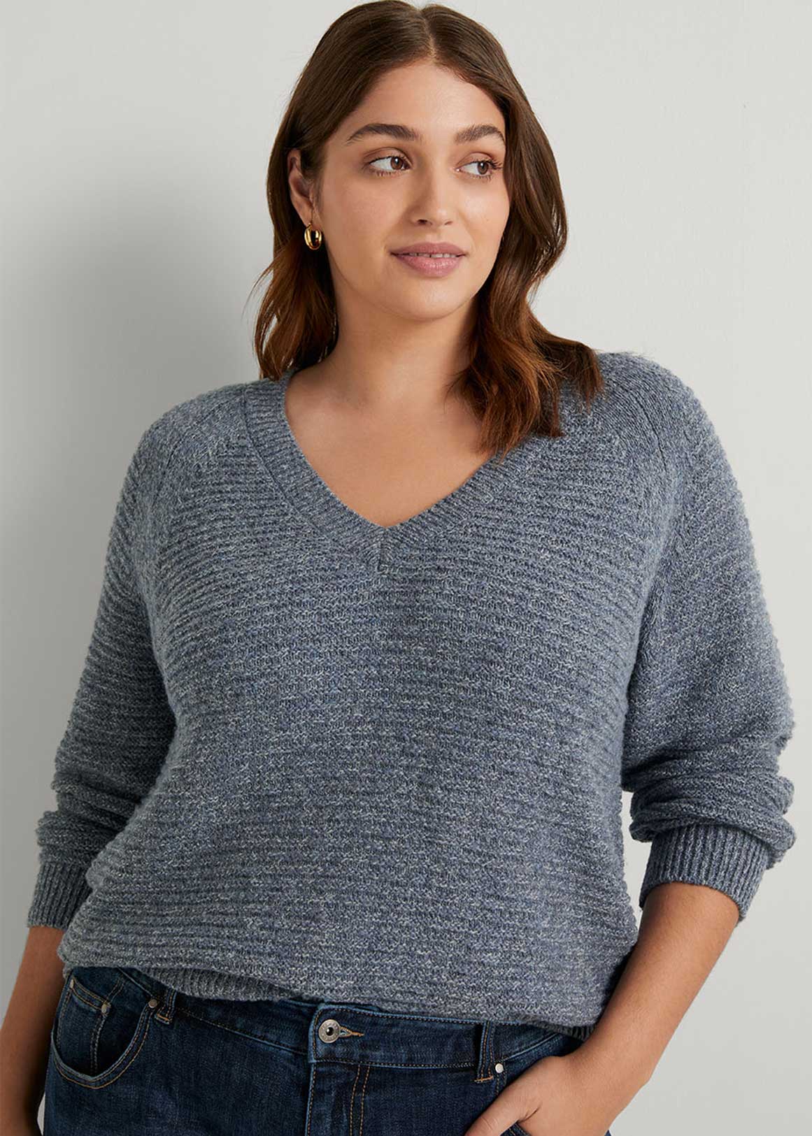 Cotton Blend Textured V Neck Pullover | Woolworths.co.za