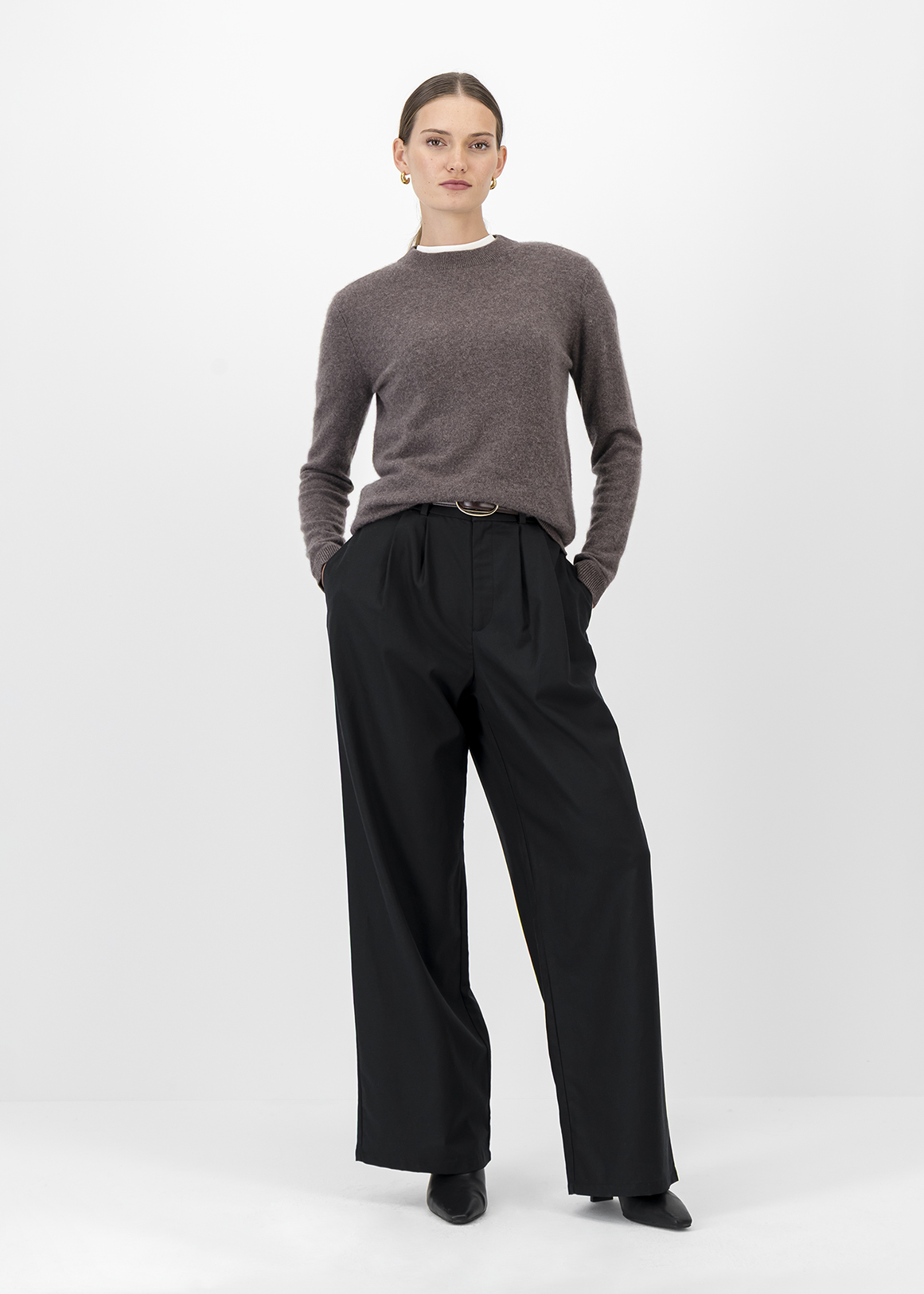 Cotton Blend Wide Leg Pants