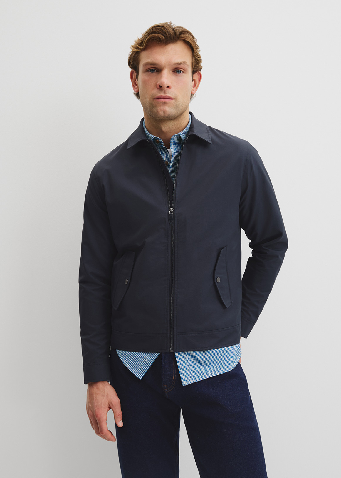 Cotton Blend Zip Through Jacket