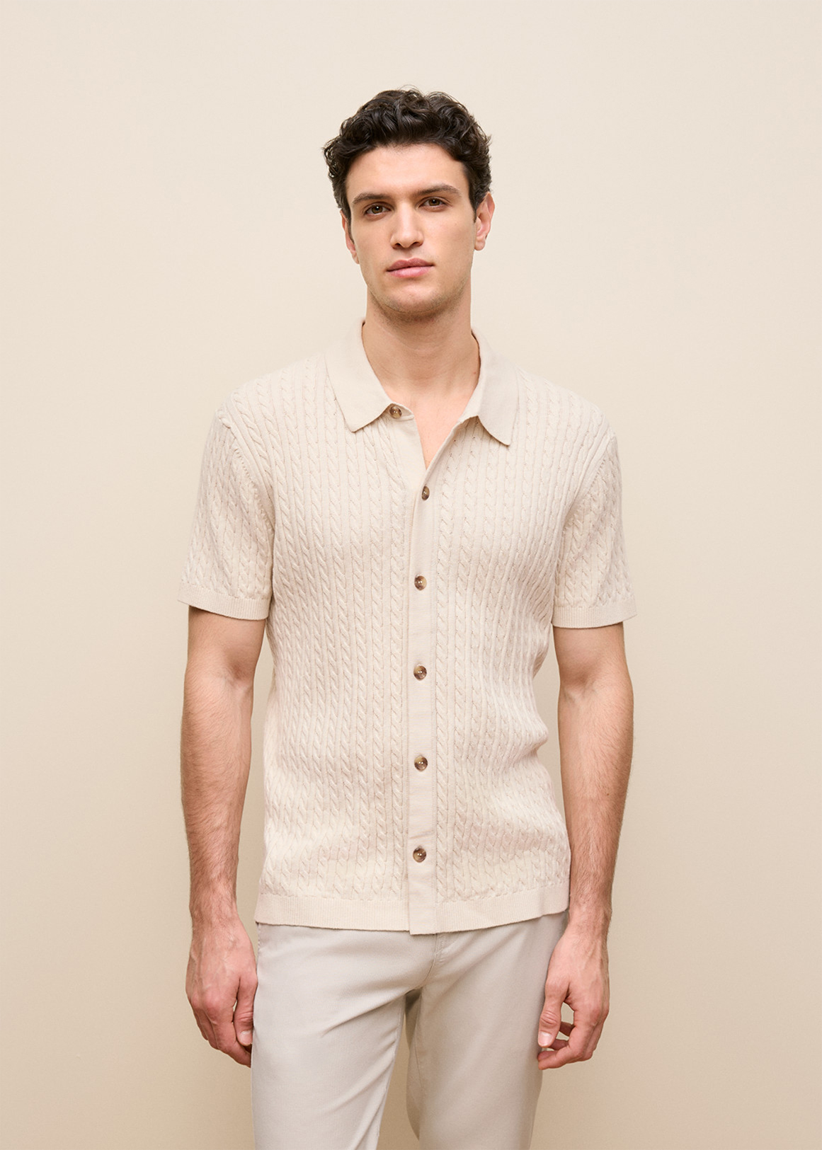 Cotton Cable Short Sleeve Shirt