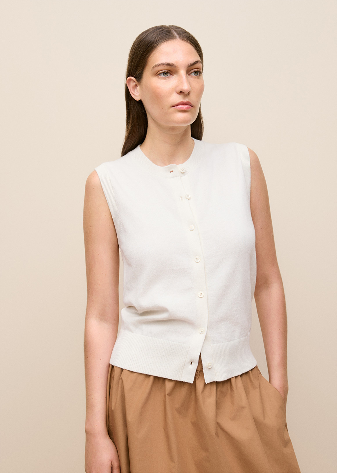 Cotton Cashmere Knit Vest