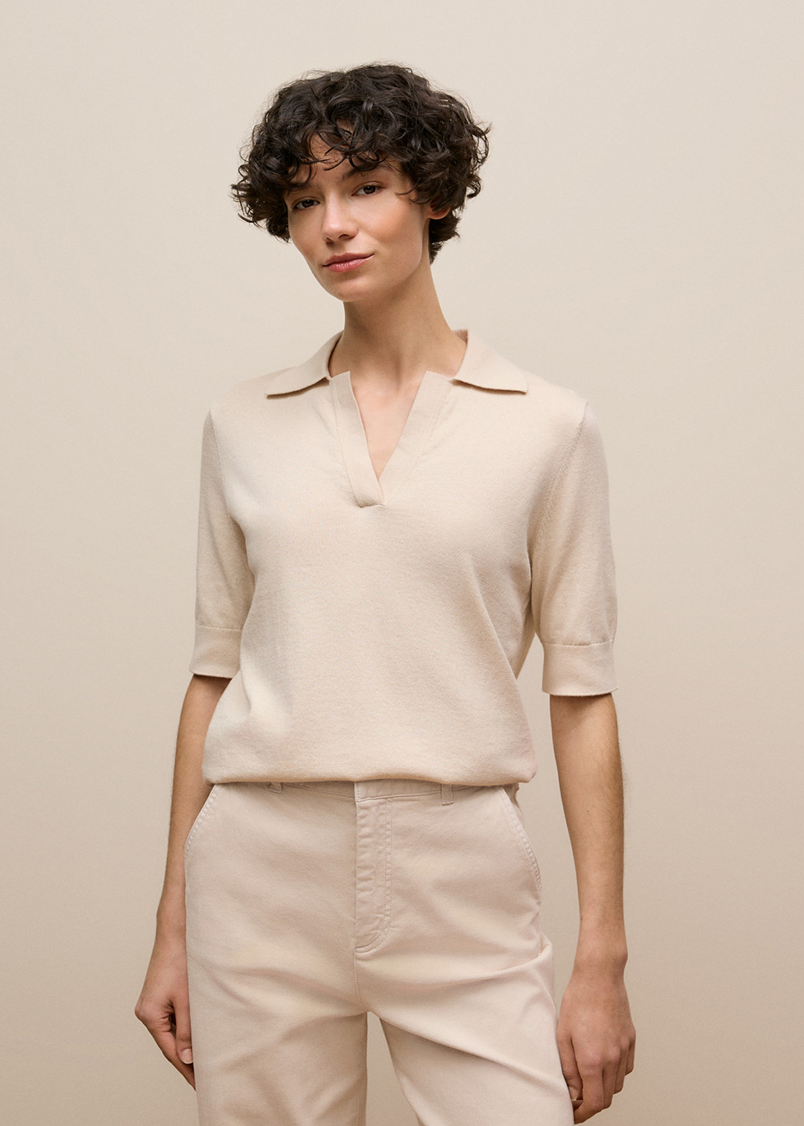 Cotton Cashmere Short Sleeve Polo