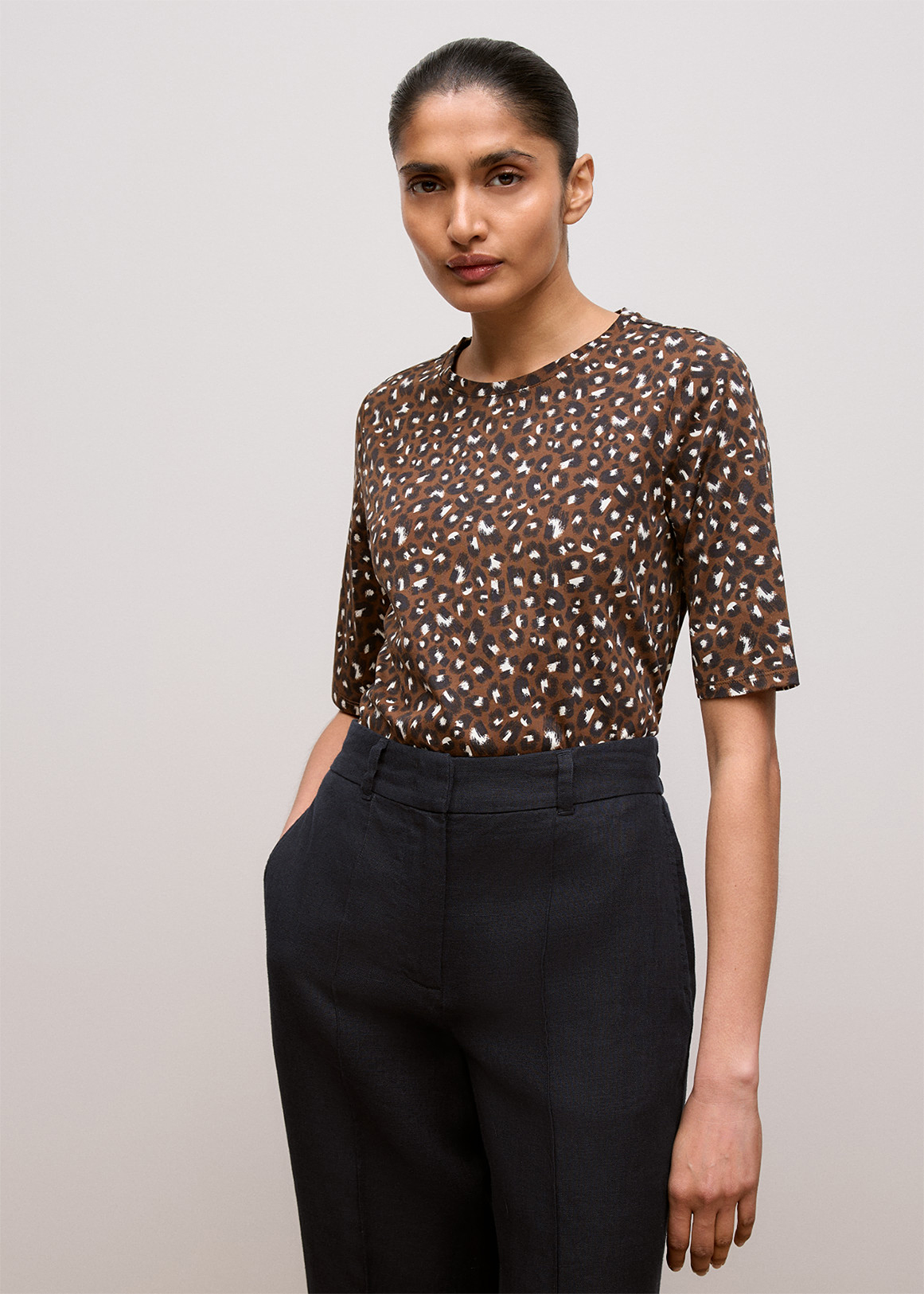 Cotton Leopard Half Sleeve T-shirt