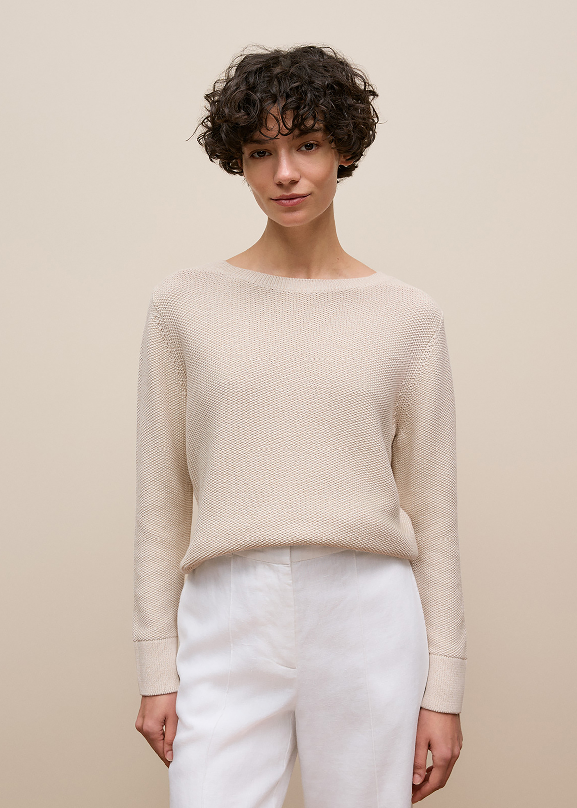 Cotton Linen Boatneck Knit