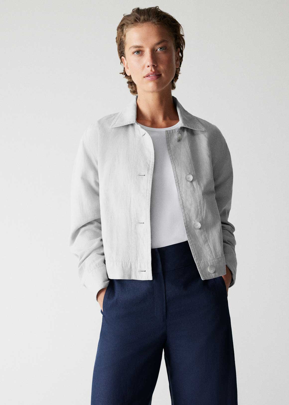 Cotton Linen Cropped Jacket | Woolworths.co.za