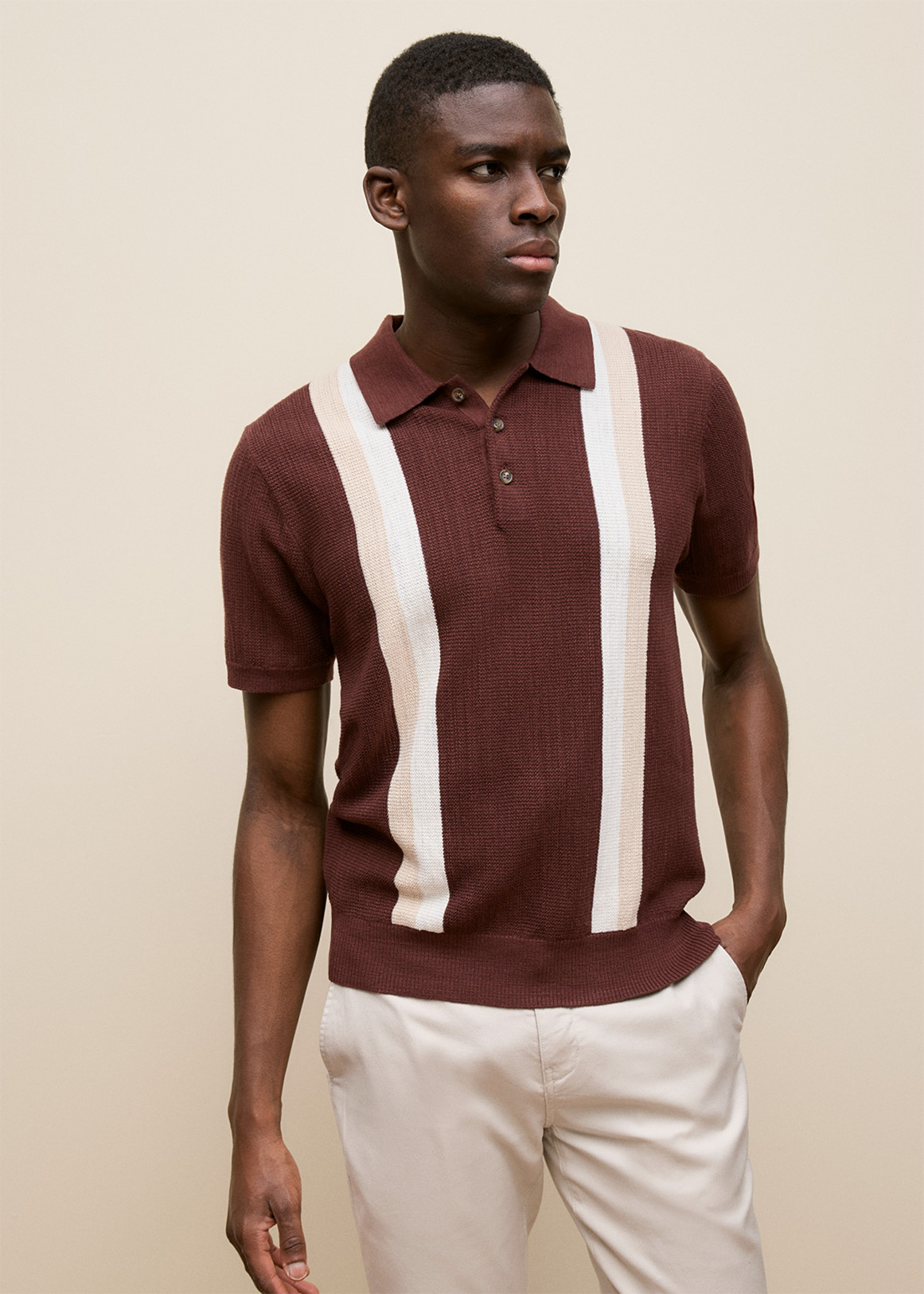 Cotton Linen Graphic Knit Polo