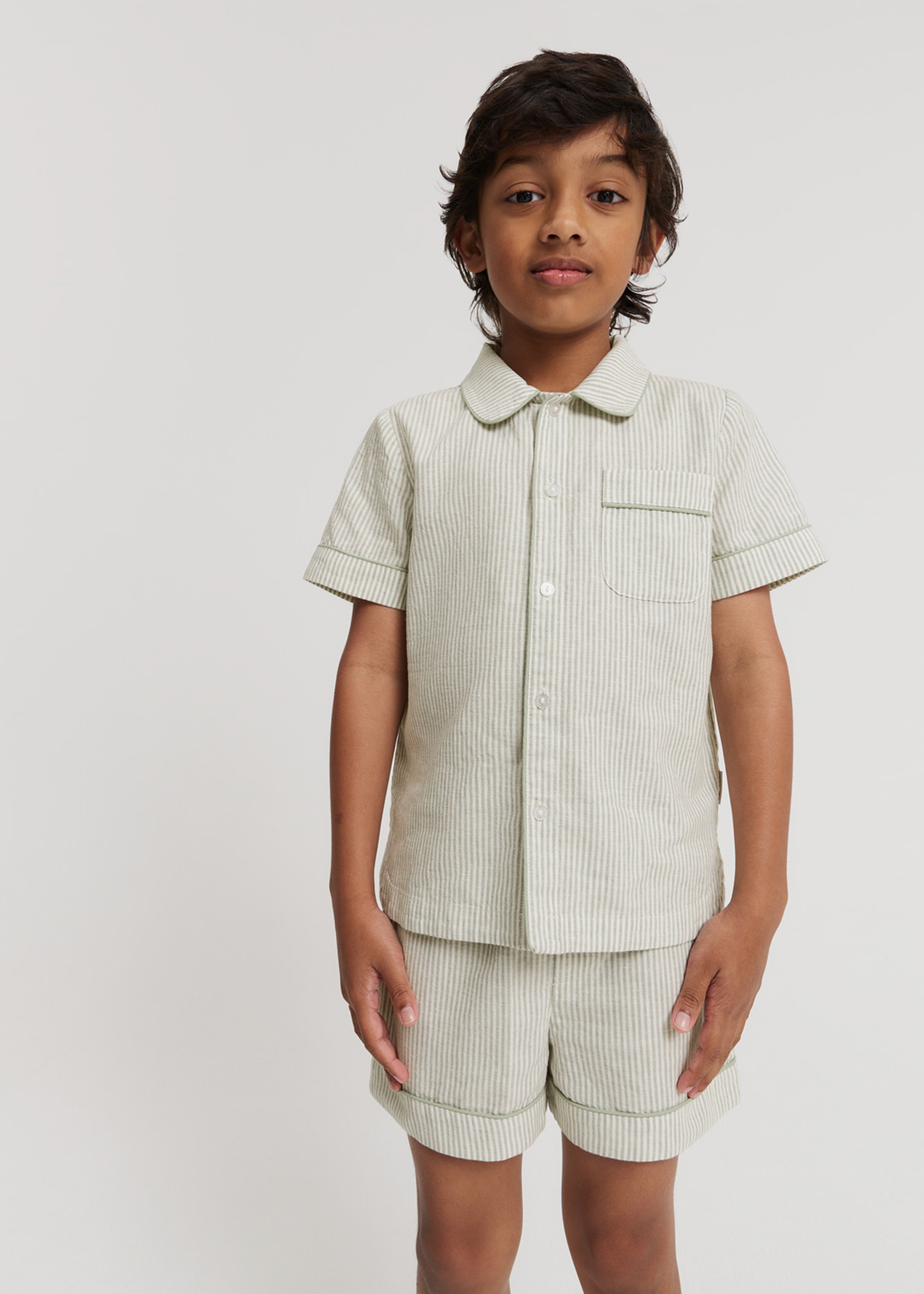 Cotton Linen Mini Stripe Pyjama Set | Woolworths.co.za