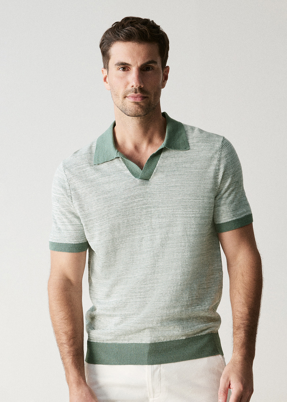 Cotton Linen Stripe Polo | Woolworths.co.za