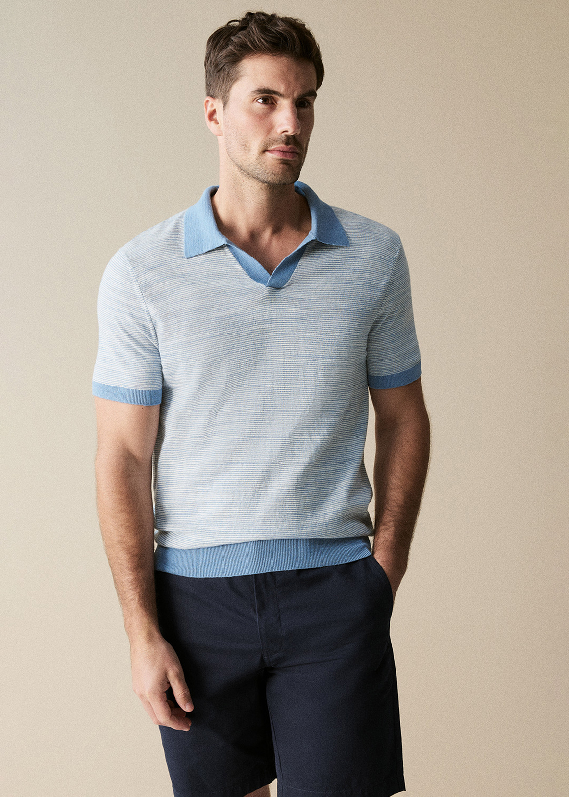 Cotton Linen Stripe Polo | Woolworths.co.za
