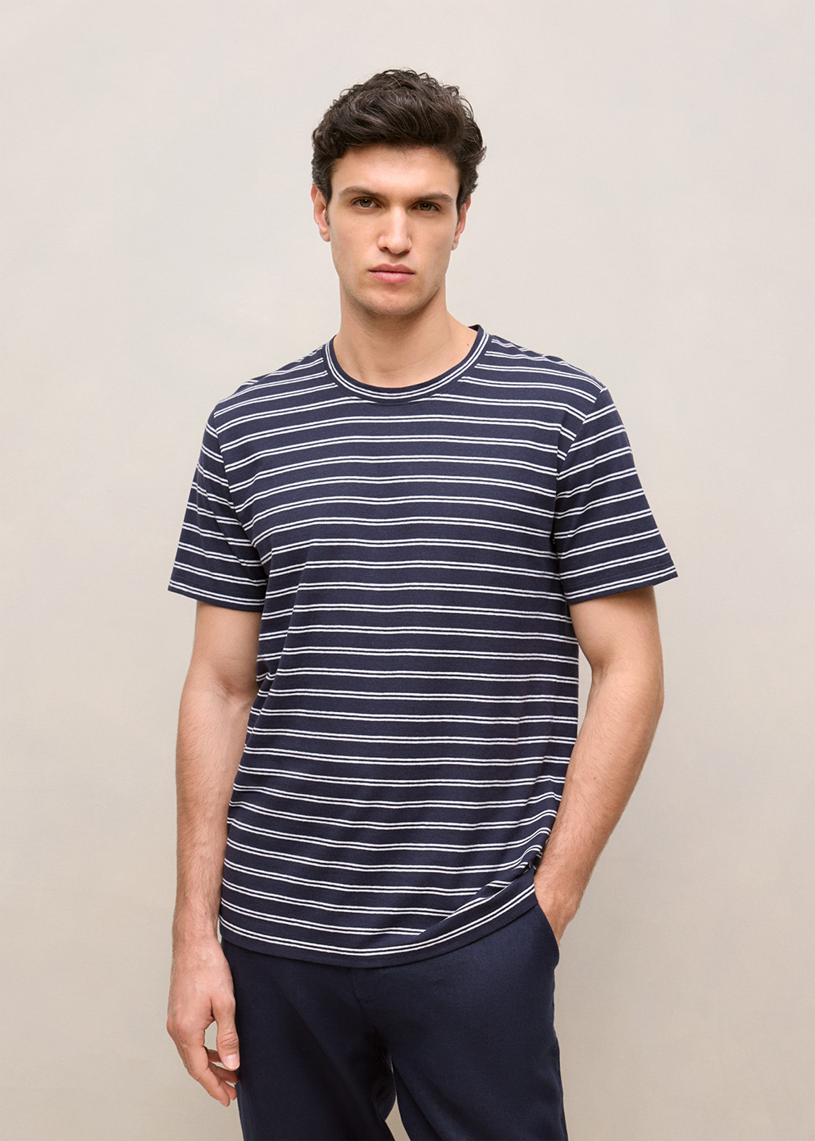 Cotton Linen Stripe Tee