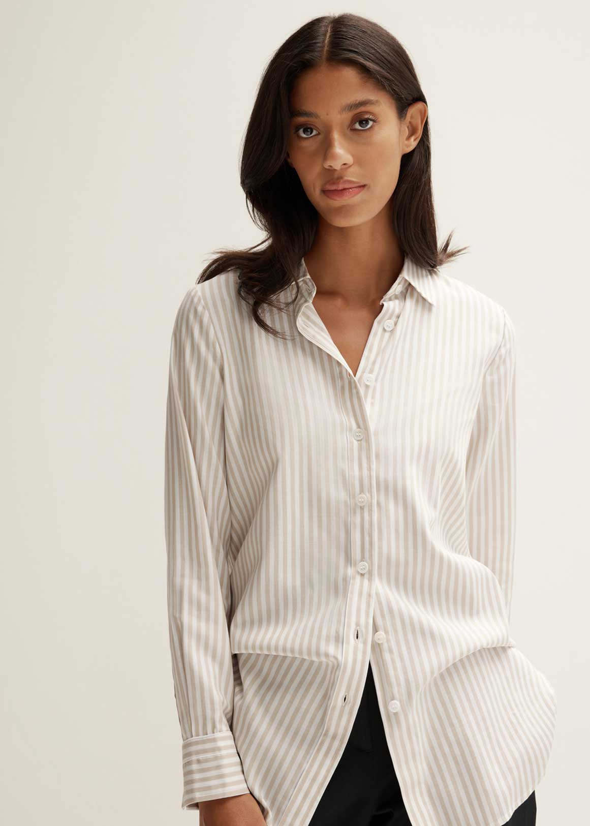 Cotton Modal Stripe Longline Shirt | Woolworths.co.za