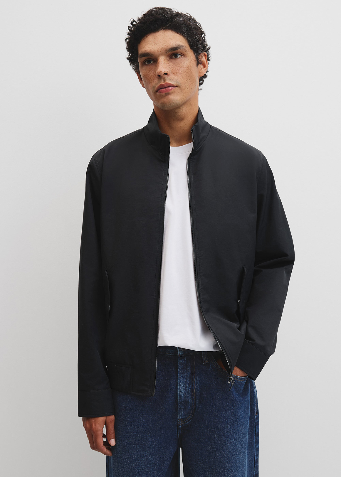 Cotton Nylon Funnel Neck Jacket