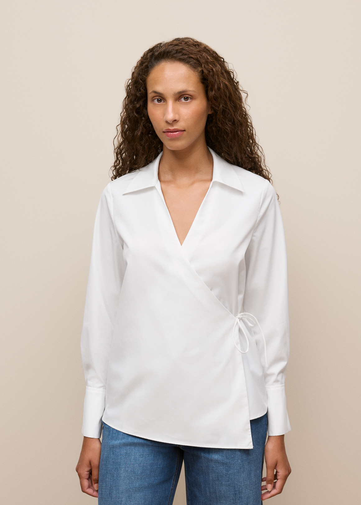 Cotton Poplin Wrap Shirt