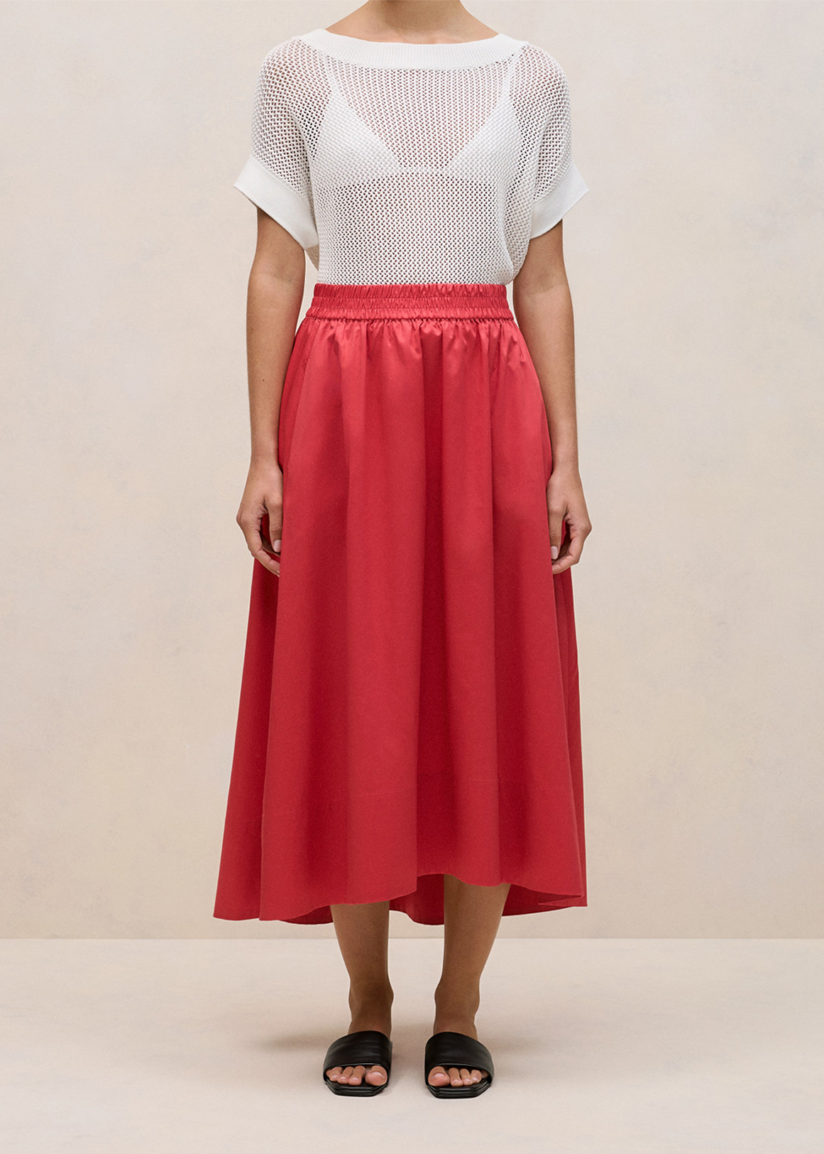 Cotton Sateen Waterfall Skirt