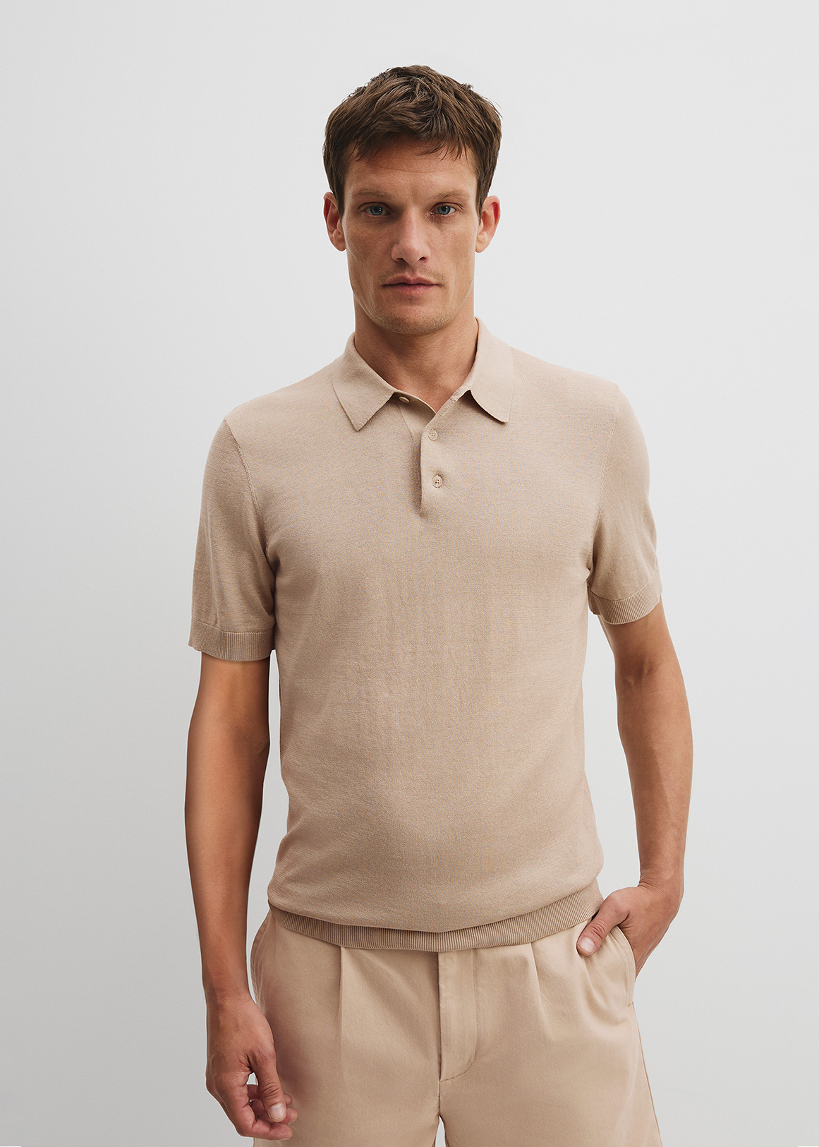 Cotton Silk Button Knit Polo