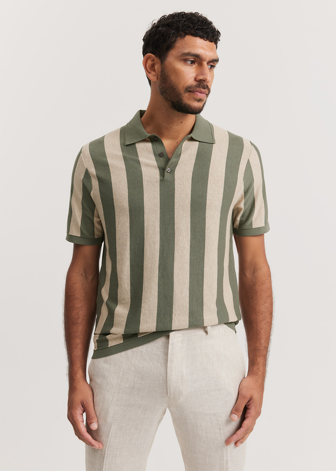 Cotton Silk Stripe Knit Polo | Woolworths.co.za