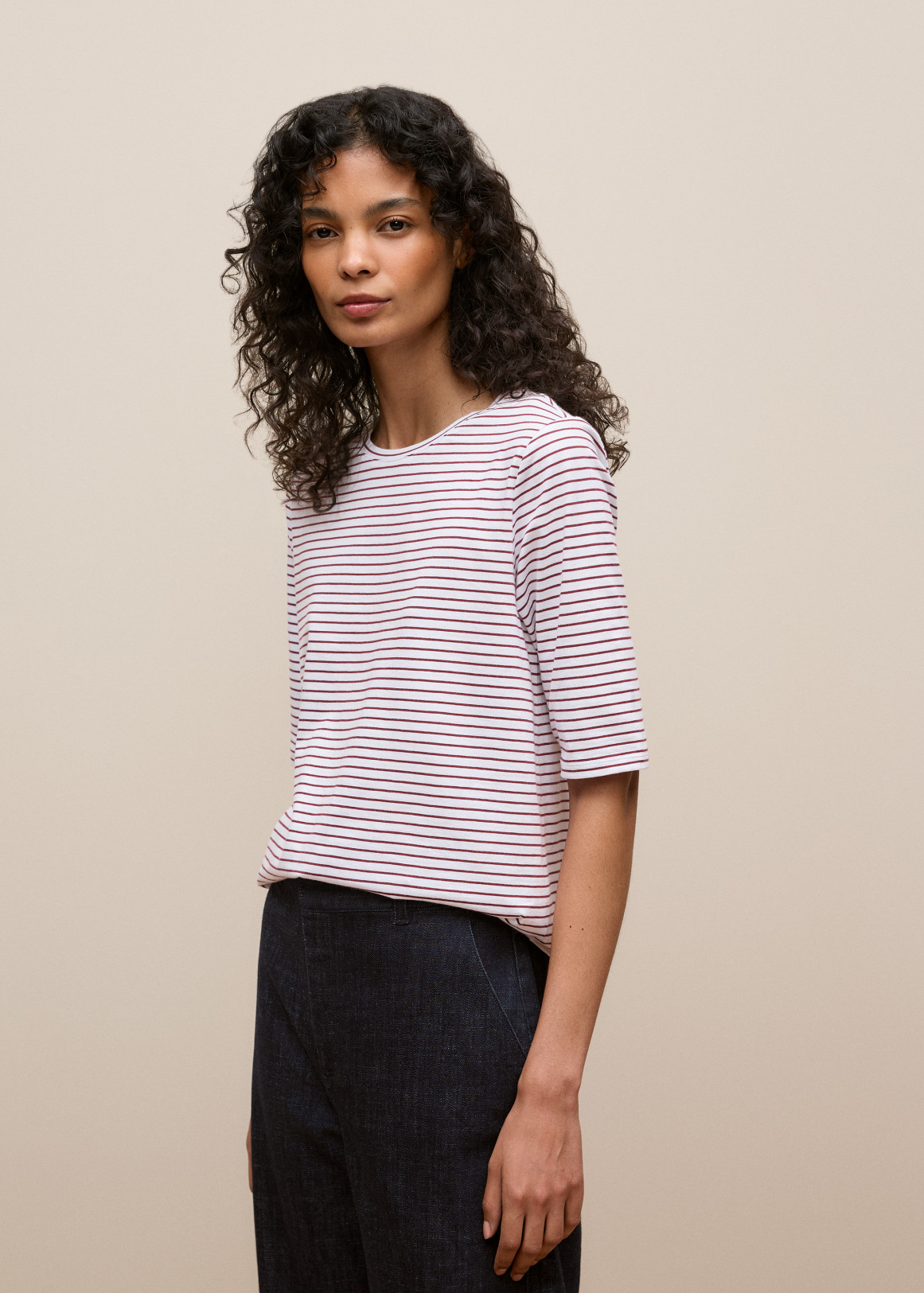 Cotton Stripe Half Sleeve T-shirt
