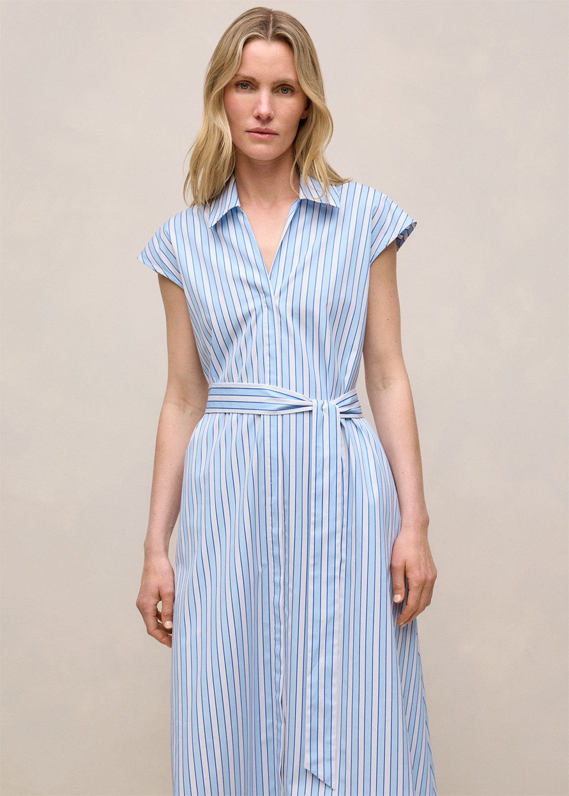 Cotton Stripe Shirt Dress