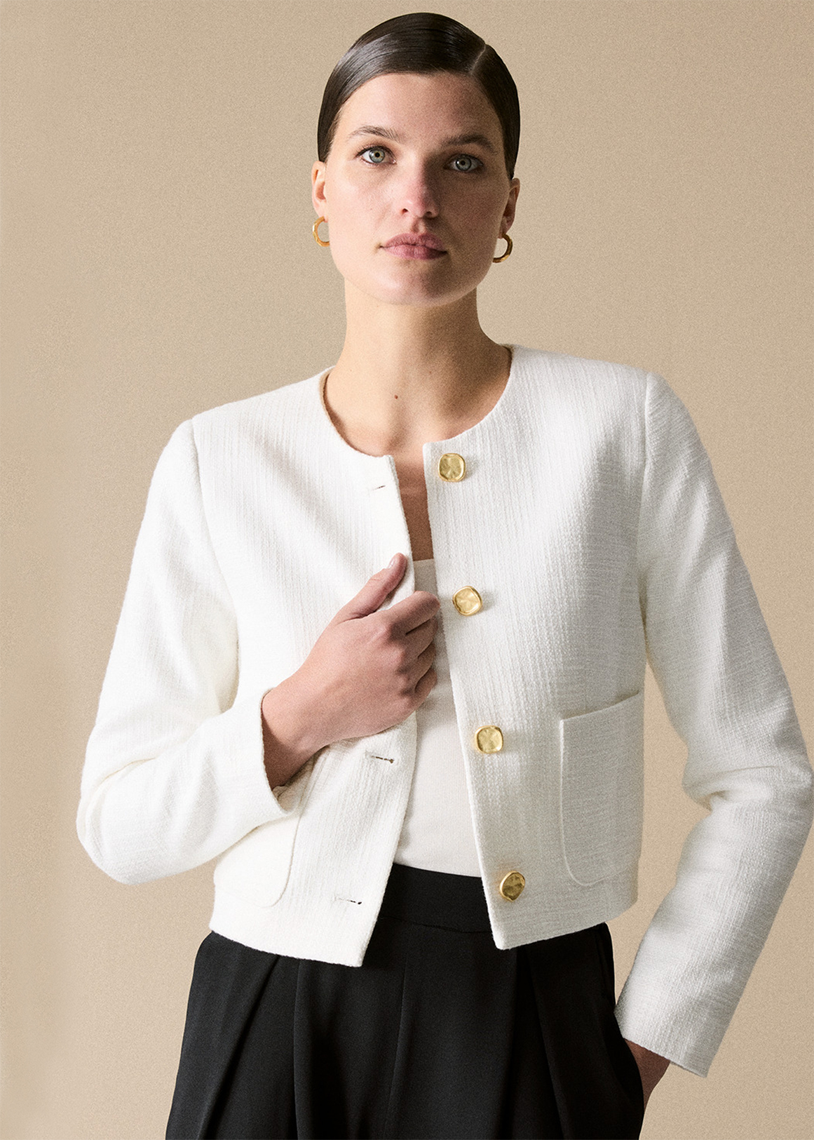 Cotton Textured Cropped Jacket | Woolworths.co.za
