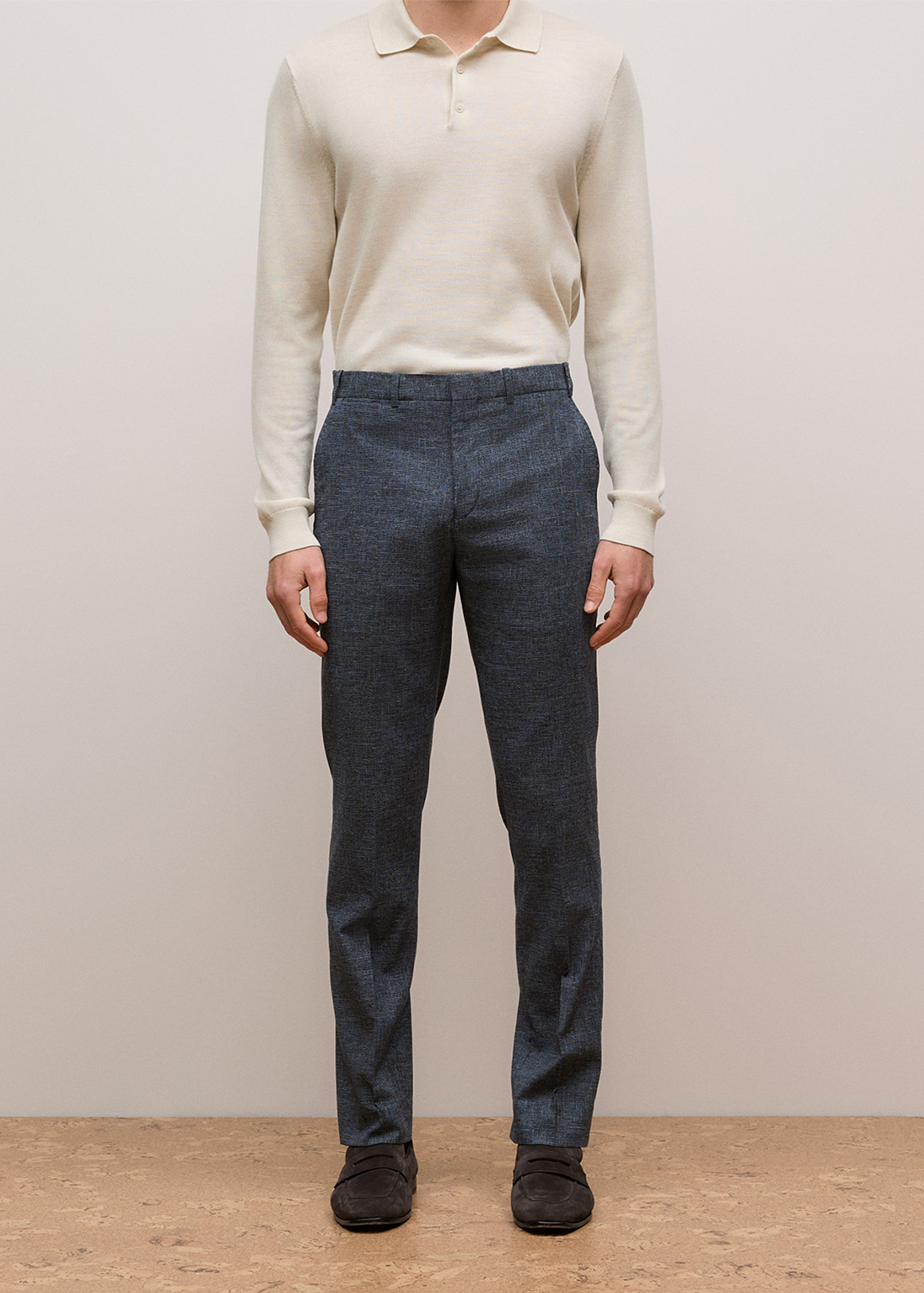 Cotton Wool Blend Straight Leg Trouser