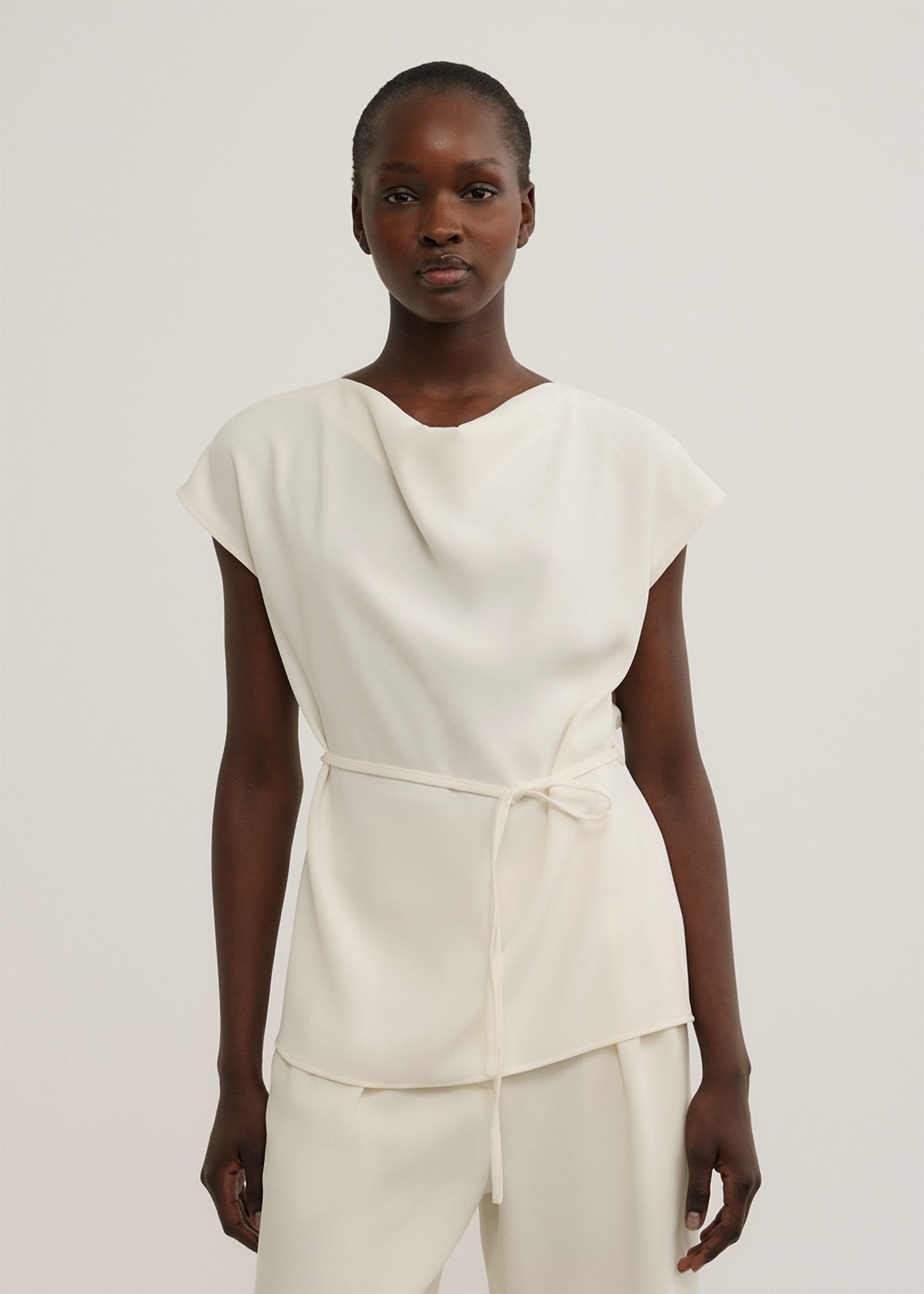 Cowl Tie Belt Top